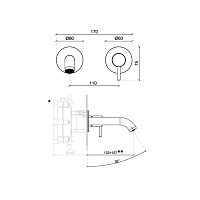 Almar Round Смеситель для раковины, внешняя часть, излив 15,7 см, цвет: matt black E210031.MB