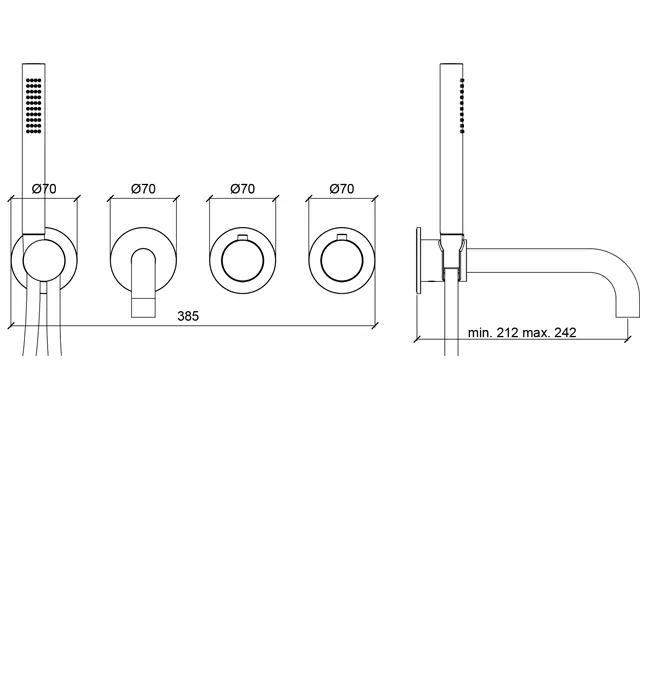 Almar Modular Round Термостат для ванны с изливом и душем, внешняя часть, цвет: nickel brushed E180135.NB