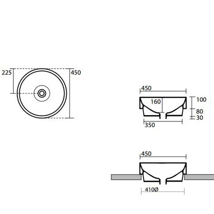 Kerasan Cento Раковина чаша d45x18h см, без перелива, цвет: Bianco 355701