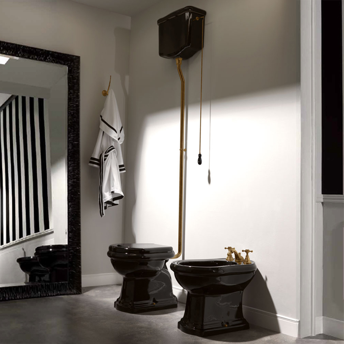 Kerasan Retro Бачок подвесной для высокой трубы, без трубы и механизма, цвет: Nero lucido 108004 nero