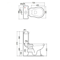 Kerasan Retro Унитаз приставной моноблок 72x38,5см, без крышки, со сливом в стену, цвет: Nero lucido 101304nero