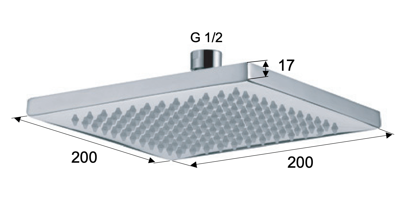 Remer Верхний душ 20x20 см, 1 режим, без кронштейна, цвет: visual inox 359SSXVX