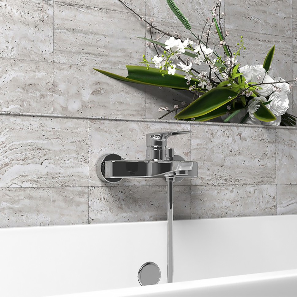 Paini Nove Смеситель для ванны, на 2 отверстия, излив 14,5 см, цвет: хром 09CR111LMKM