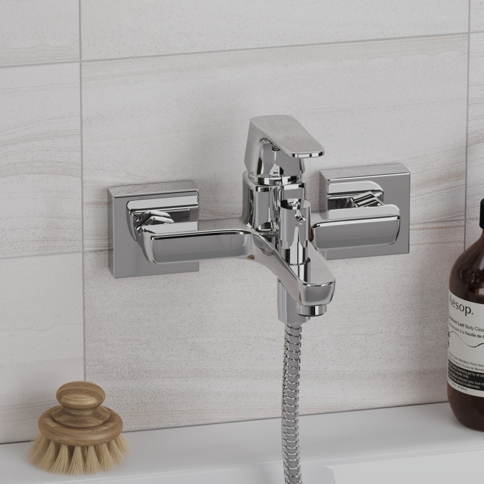 Paini Bari Смеситель для ванны, на 2 отверстия, излив 15,8 см, цвет: хром RTCR111