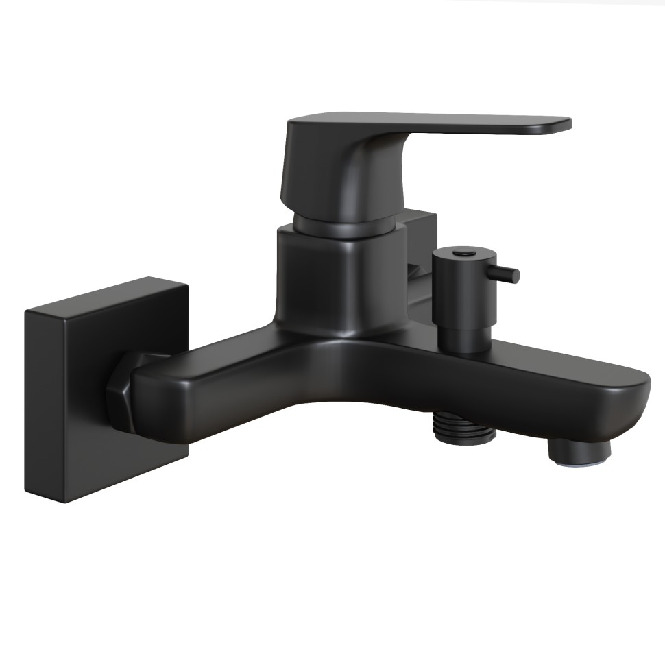 Paini Bari Смеситель для ванны, на 2 отверстия, излив 15,8 см, цвет: черный матовый RTYO111