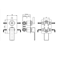 Paini Bari Смеситель для ванны встраиваемый, 2 потребителя, с внутренней частью, цвет: черный мат RTYO6911