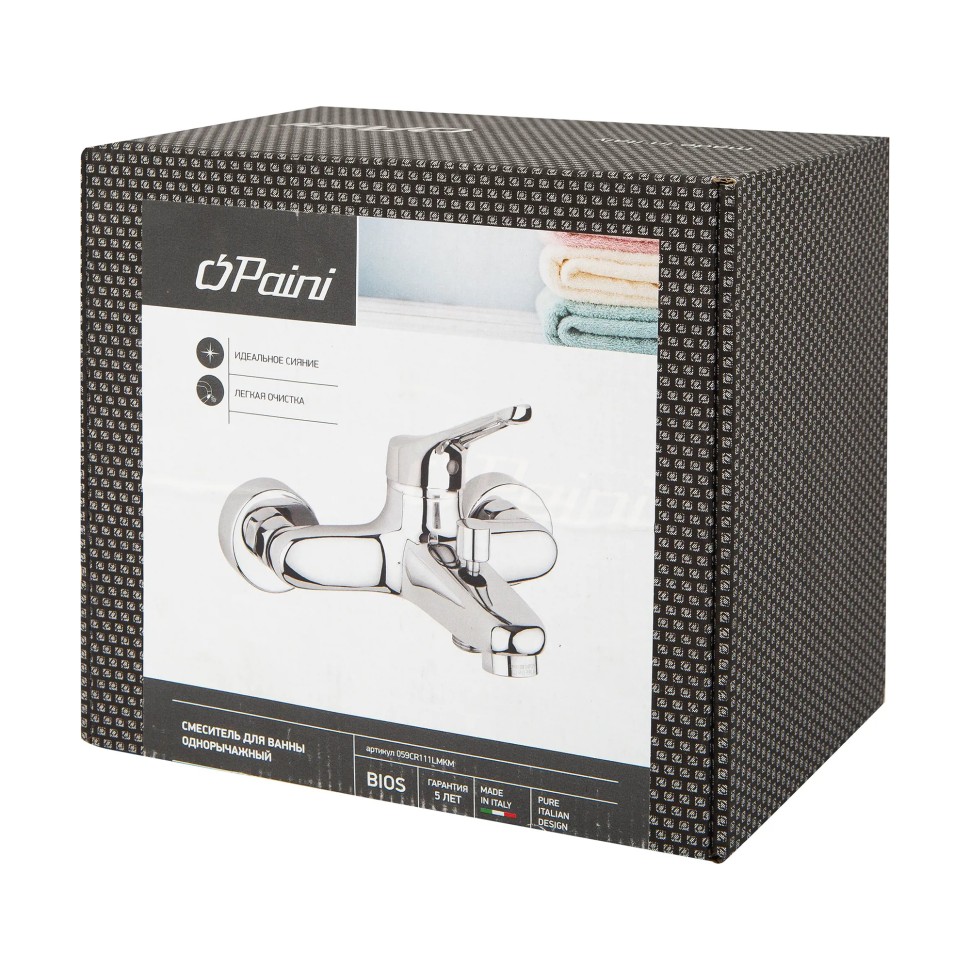 Paini Bios Смеситель для ванны, на 2 отверстия, излив 15,2 см, цвет: хром 059CR111LMKM