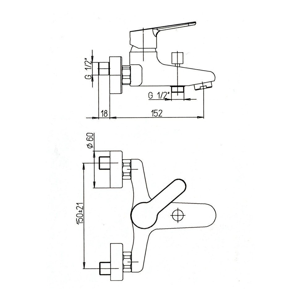 Paini Bios Смеситель для ванны, на 2 отверстия, излив 15,2 см, цвет: хром 059CR111LMKM
