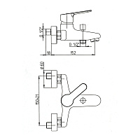 Paini Bios Смеситель для ванны, на 2 отверстия, излив 15,2 см, цвет: хром 059CR111LMKM
