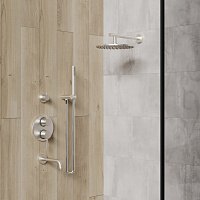 Paini Cox Термостат для ванны встраиваемый, на 2 потребителя, с внутренней частью, цвет: никель браш 78PW6911