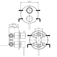 Paini Cox Смеситель для ванны встраиваемый на 2 потребителя с внутренней частью, цвет: черный браш 78PZ6911
