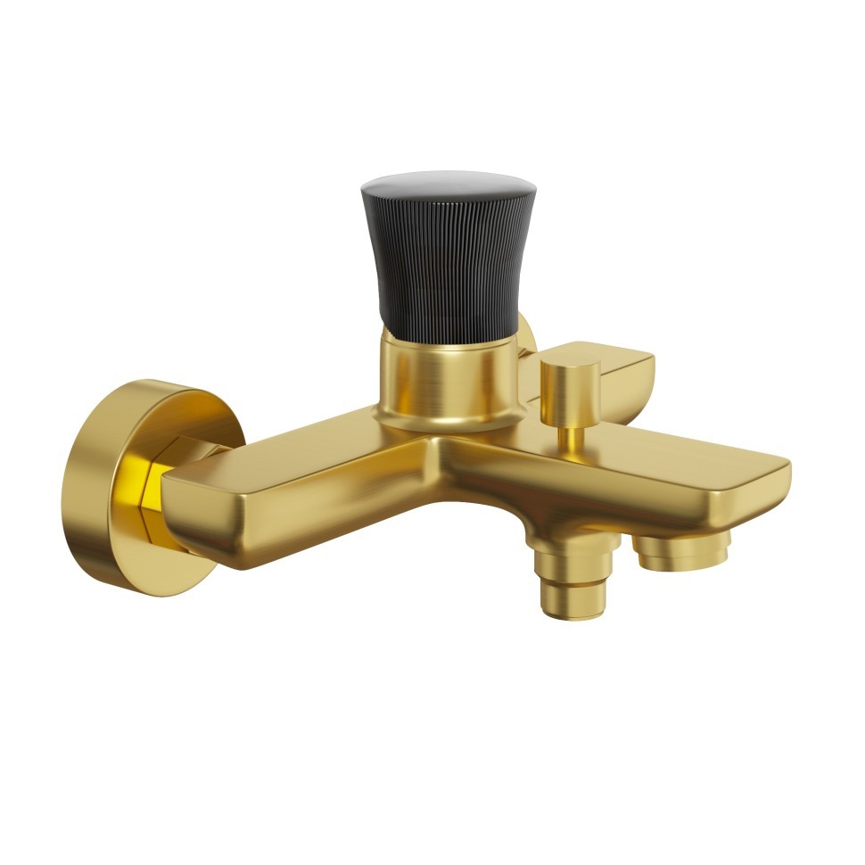 Paini Domus Смеситель для ванны, на 2 отверстия, излив 14,6 см, цвет: золото брашированное 18PJ111PZ