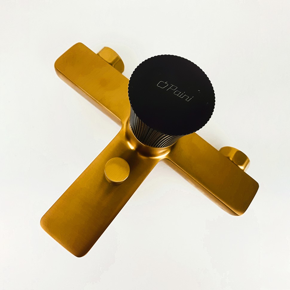 Paini Domus Смеситель для ванны, на 2 отверстия, излив 14,6 см, цвет: золото брашированное 18PJ111PZ