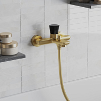 Paini Domus Смеситель для ванны, на 2 отверстия, излив 14,6 см, цвет: золото брашированное 18PJ111PZ