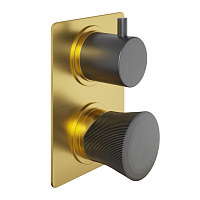 Paini Domus Смеситель для ванны встраиваемый, 2 потребителя, с внутренней частью, цвет: золото браш 18PJ691PZ