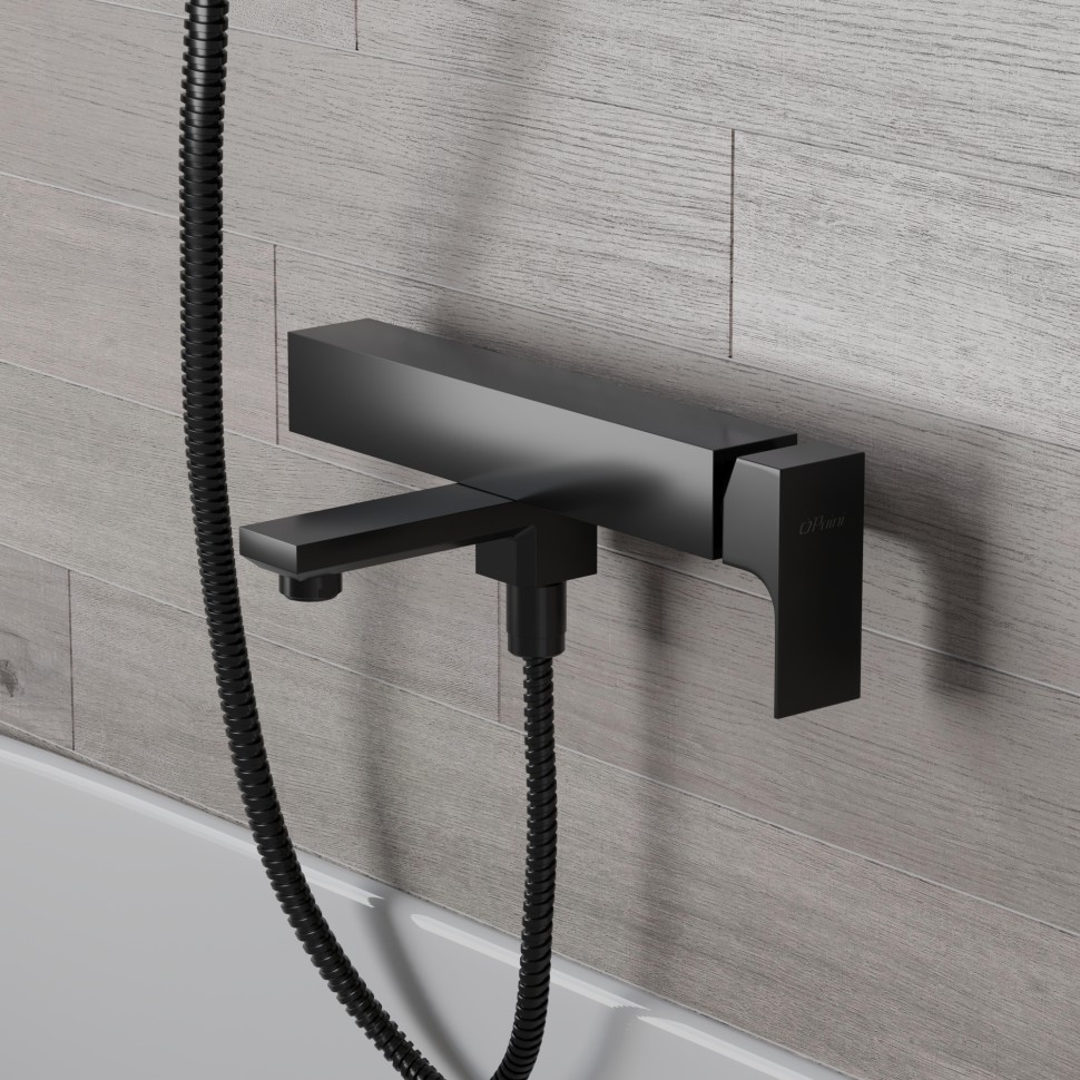 Paini Grazia Смеситель для ванны, на 2 отверстия, излив 16,3 см, цвет: черный брашированный 21PZ111