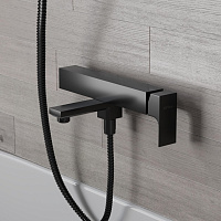 Paini Grazia Смеситель для ванны, на 2 отверстия, излив 16,3 см, цвет: черный брашированный 21PZ111