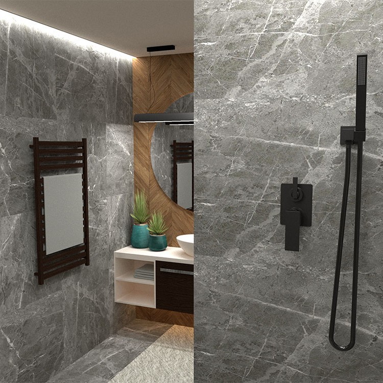 Paini Grazia Смеситель для ванны встраиваемый на 2 потребителя, с внутрен. частью, цвет: черный браш 21PZ6911