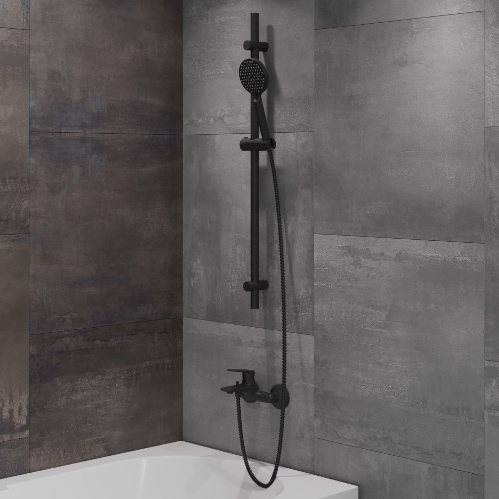 Paini Laguna Смеситель для ванны, на 2 отверстия, излив 14,6 см, цвет: черный матовый LAYO111