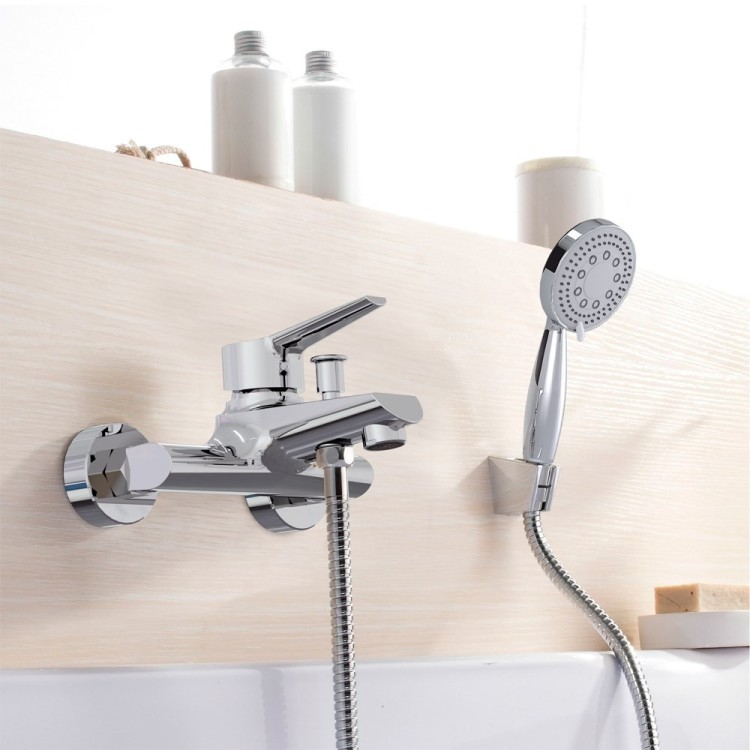 Paini Messina Смеситель для ванны, на 2 отверстия, излив 15,9 см, цвет: хром MECR111