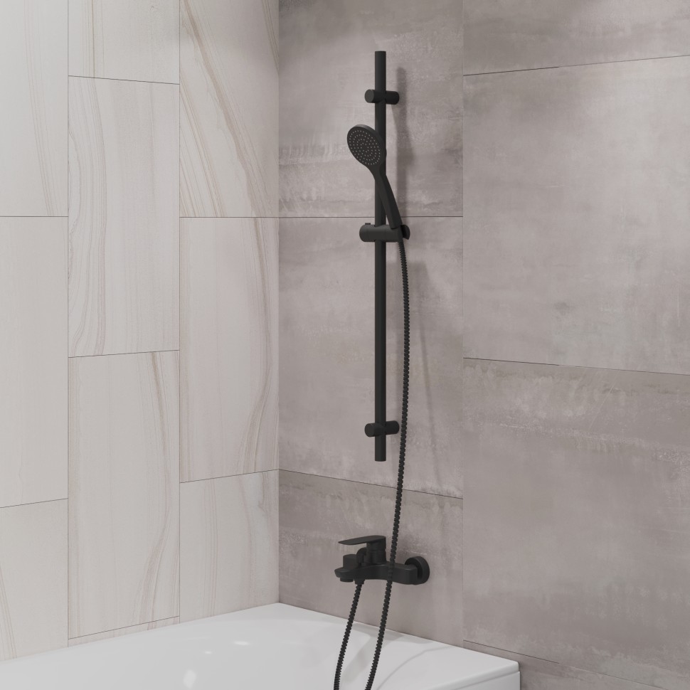 Paini Nove Смеситель для ванны, на 2 отверстия, излив 14,5 см, цвет: черный матовый 09YO111