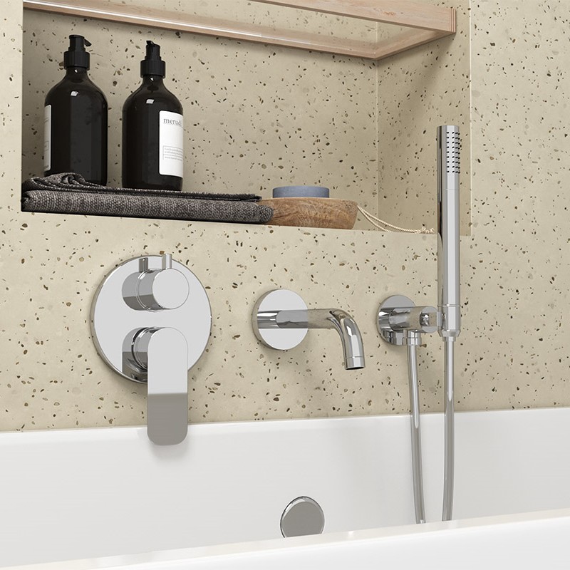 Paini Nove Смеситель для ванны встраиваемый на 2 потребителя, с внутренней частью, цвет: хром 09CR6911