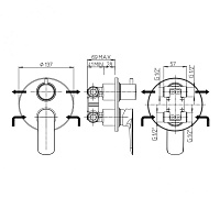 Paini Nove Смеситель для ванны встраиваемый на 2 потребителя, с внутренней частью, цвет: хром 09CR6911