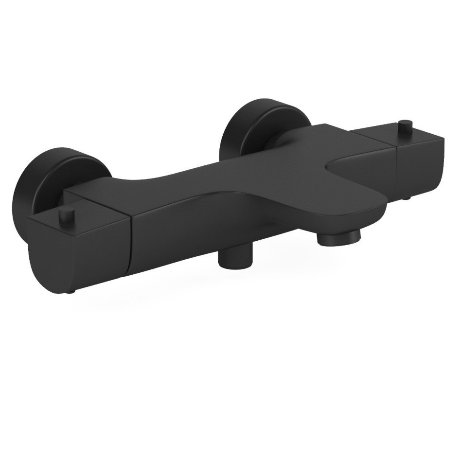 Paini Nove Смеситель для ванны с термостатом, на 2 отверстия, излив 17,6 см, цвет: черный матовый 09YO111TH