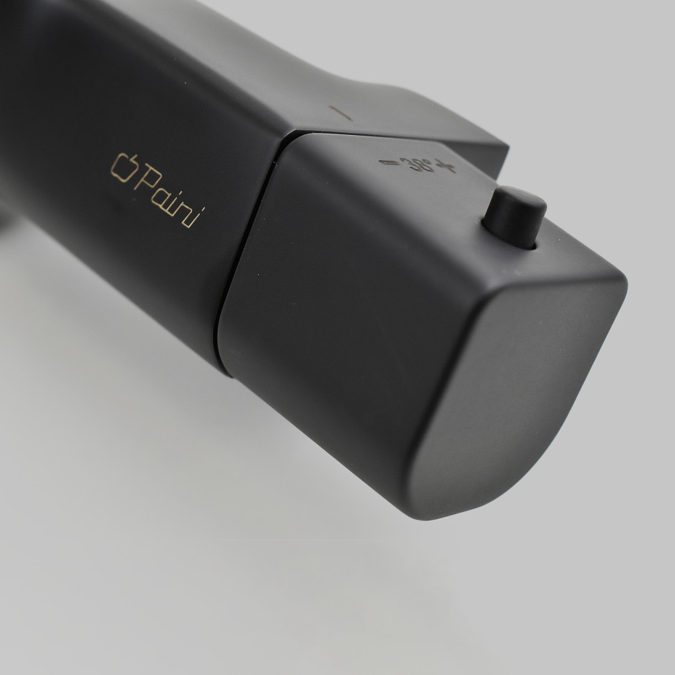 Paini Nove Смеситель для ванны с термостатом, на 2 отверстия, излив 17,6 см, цвет: черный матовый 09YO111TH