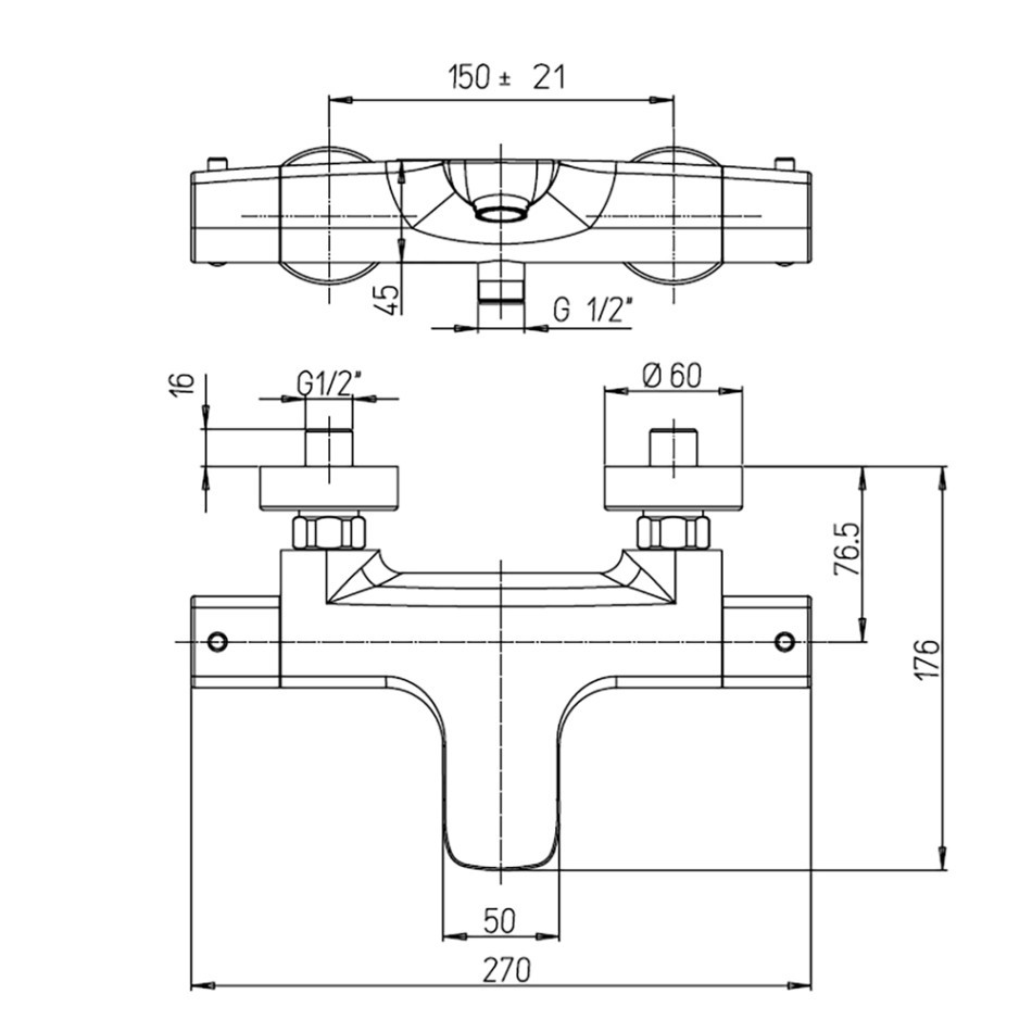 Paini Nove Смеситель для ванны с термостатом, на 2 отверстия, излив 17,6 см, цвет: черный матовый 09YO111TH