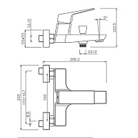 Paini Torre Смеситель для ванны, на 2 отверстия, излив 18 см, цвет: хром 98CR111