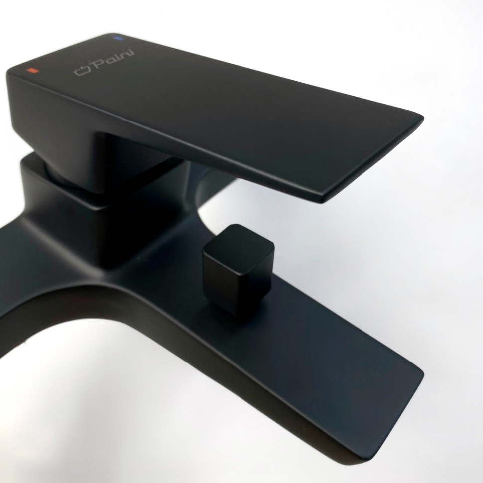 Paini Torre Смеситель для ванны, на 2 отверстия, излив 18 см, цвет: черный матовый 98YO111