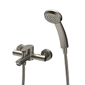 Paini Verona Смеситель для ванны с душевым набором - ручной душ, шланг, держатель, цвет: никель браш 99PW105