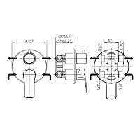 Paini Viva Style Смеситель для ванны встраиваемый, 2 потребителя, с внутренней частью, цвет: черный P4YO6911