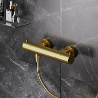 Paini Cox Смеситель для душа с термостатом на 2 отверстия, цвет: золото брашированное 78PJ511TH