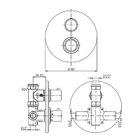 Paini Cox Смеситель для душа встраиваемый, термостат, с внутренней частью, цвет: хром 78CR690TH