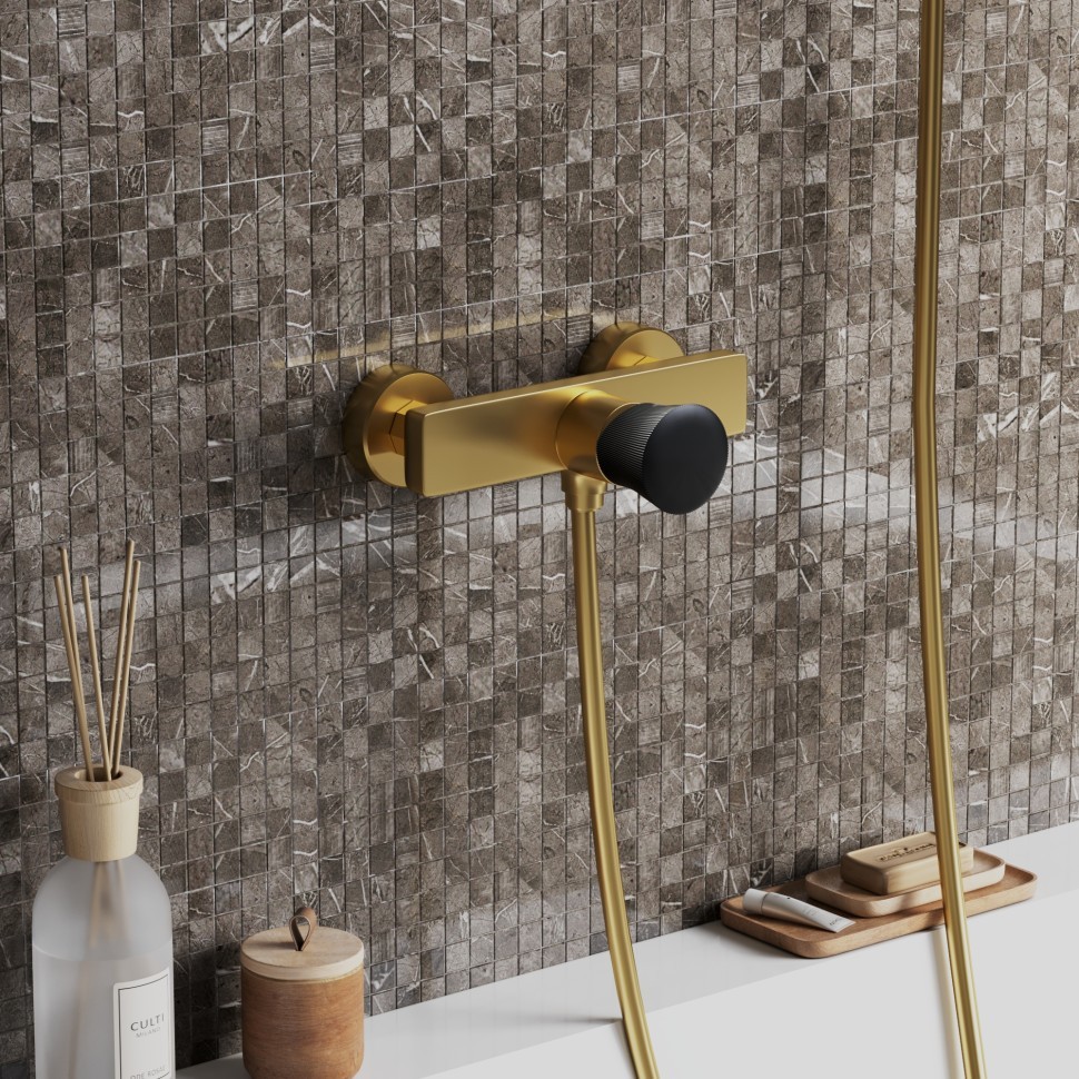 Paini Domus Смеситель для душа на 2 отверстия без излива, цвет: золото брашированное 18PJ511PZ