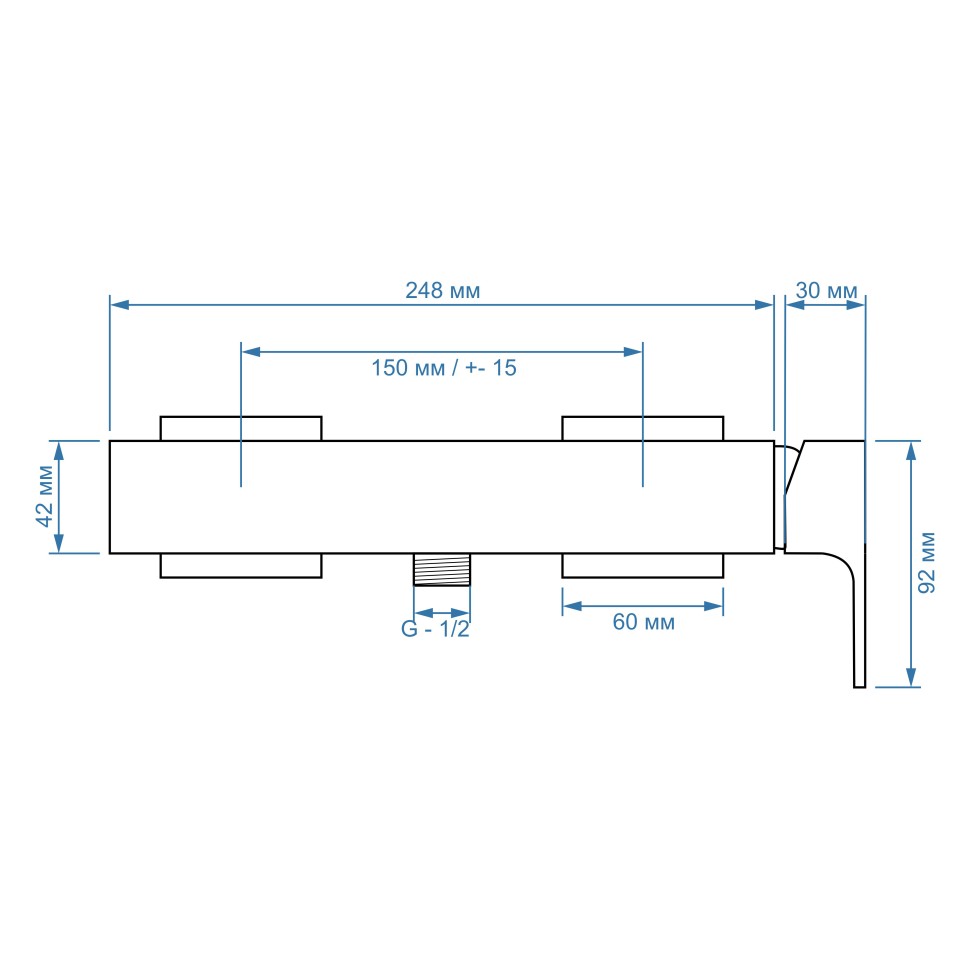 Paini Grazia Смеситель для душа на 2 отверстия без излива, цвет: черный брашированный 21PZ511
