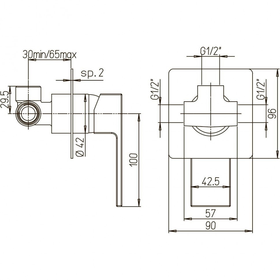 Paini Grazia Cмеситель для душа встраиваемый, с внутренней частью, цвет: хром 21CR690