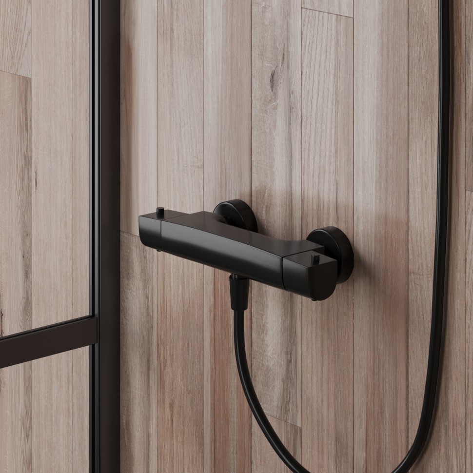 Paini Nove Смеситель для душа с термостатом на 2 отверстия, без излива, цвет: черный матовый 09YO511TH