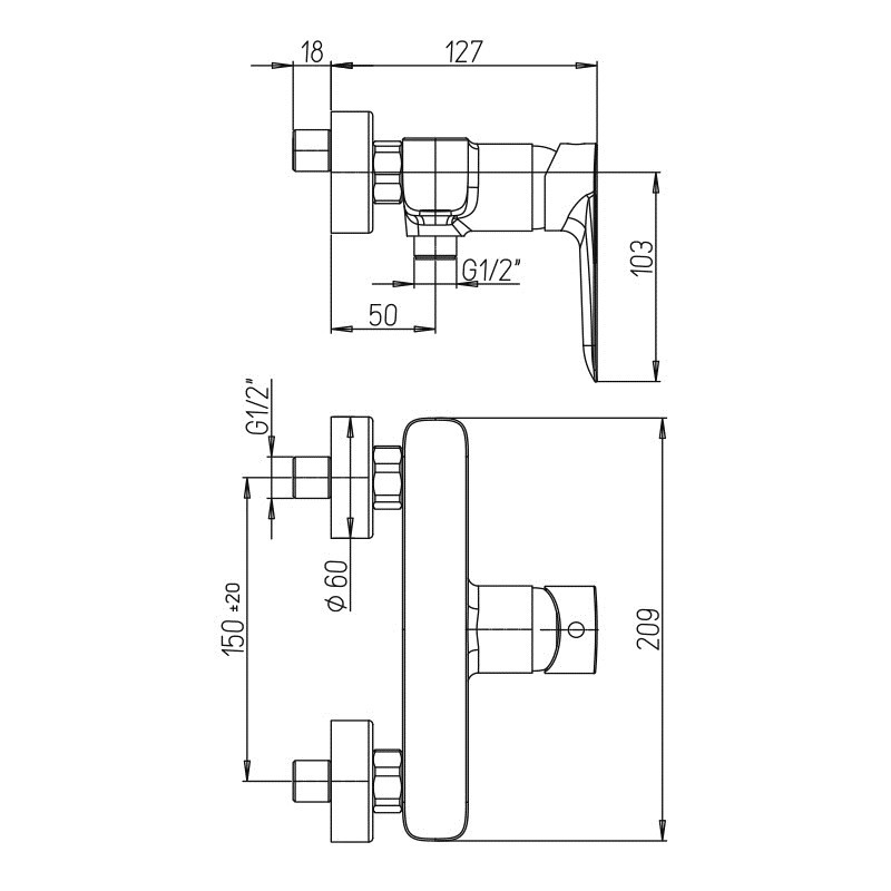 Paini Nove Смеситель для душа термостатический на 2 отверстия, цвет: хром 09CR511