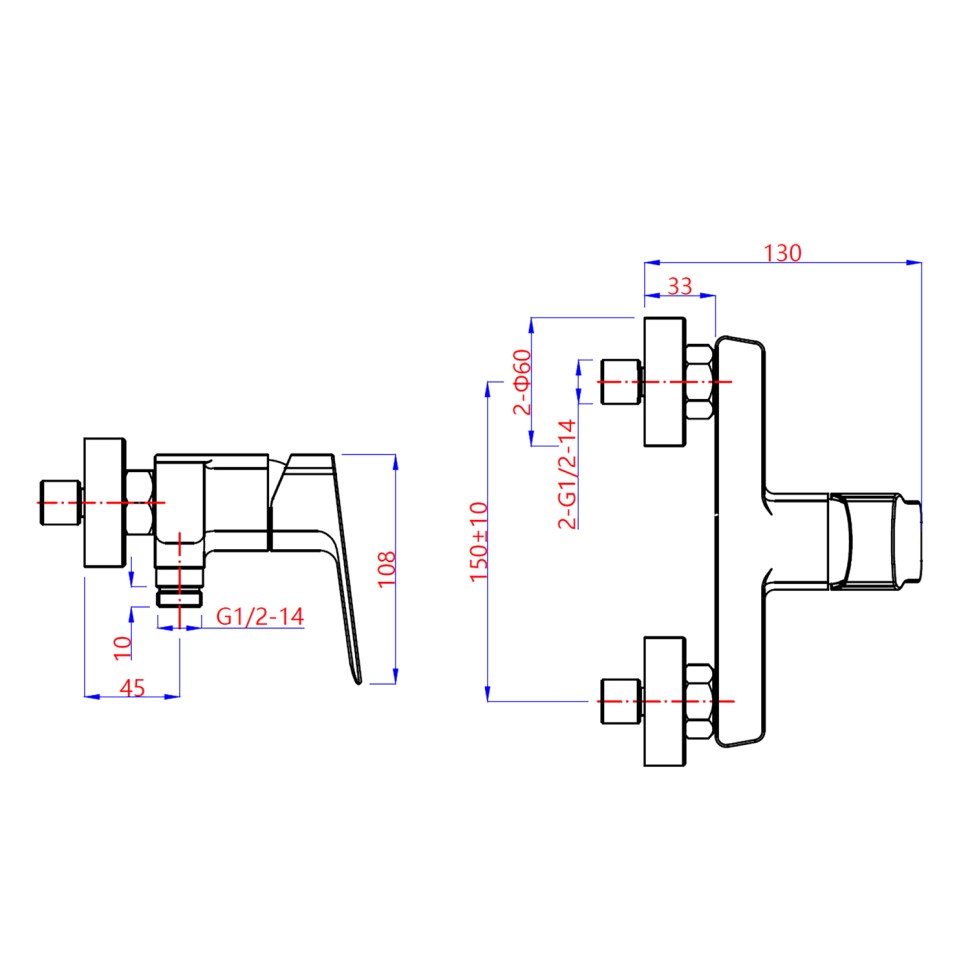 Paini Viva Style Смеситель для душа на 2 отверстия без излива, цвет: хром P4CR511