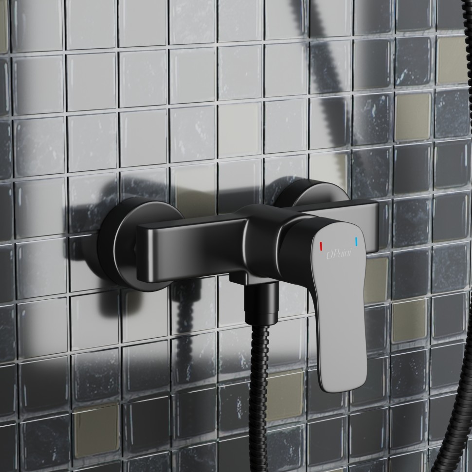 Paini Viva Style Смеситель для душа на 2 отверстия без излива, цвет: черный матовый P4YO511