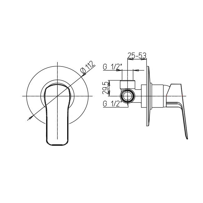 Paini Viva Style Cмеситель для душа встраиваемый, с внутренней частью, цвет: черный матовый P4YO690