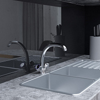 Paini Monoflow Смеситель для кухни с поворотным изливом, высота излива 19,5 см, цвет: хром AF182