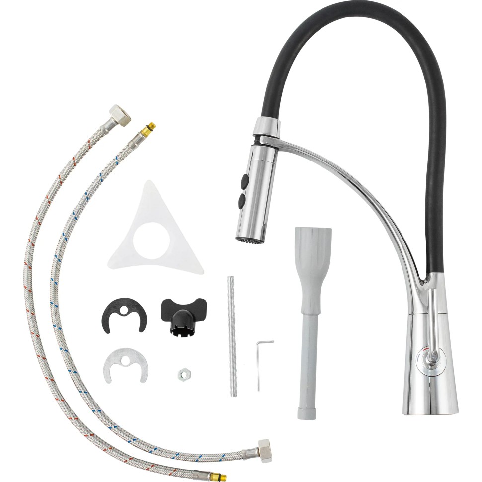 Paini Barolo Смеситель для кухни с гибким изливом, высота излива 18,6 см, цвет: черный матовый A9CR557LMKM