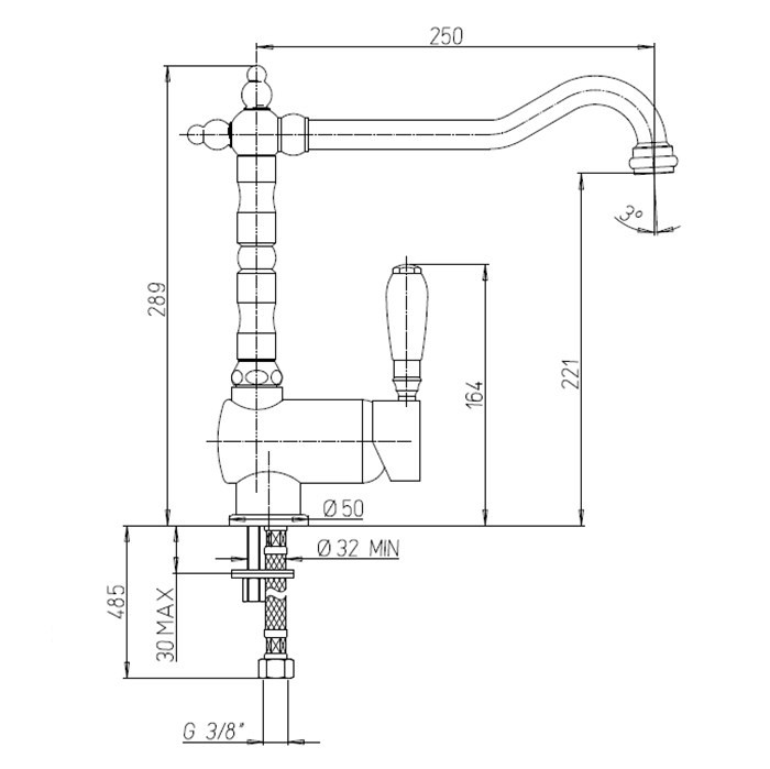 Paini Cox Смеситель для кухни с поворотным изливом, высота излива 22,1 см, цвет: хром 78CR5881ANTKM