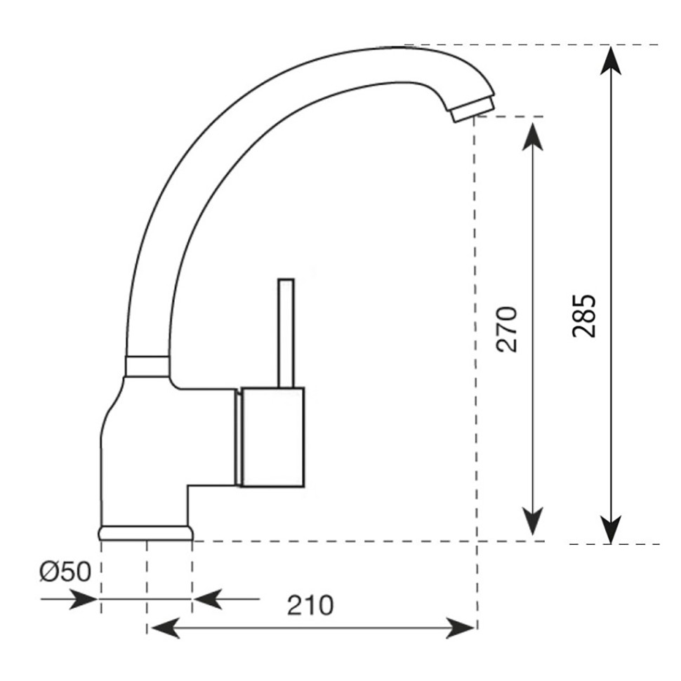 Paini Cox Смеситель для кухни с поворотным изливом, высота излива 27 см, цвет: хром 78CR572D599TKM