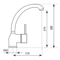 Paini Cox Смеситель для кухни с поворотным изливом, высота излива 27 см, цвет: хром 78CR572D599TKM