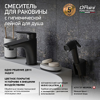 Paini Laguna Смеситель для раковины с душевым набором - ручной душ, шланг, цвет: черный матовый LAYO205/574